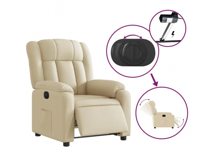 Sonata H Електрически стол реклайнер , кремав, текстил