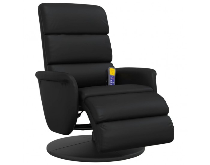 Sonata H Масажен реклайнер стол с опора за крака, черен, изкуствена кожа