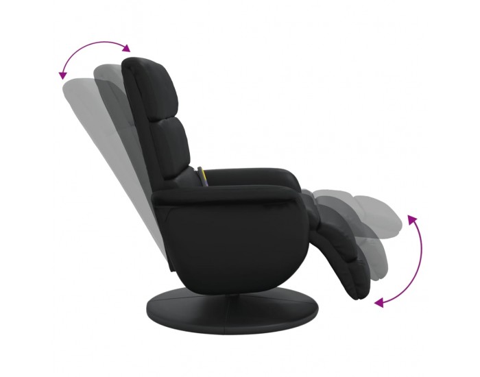 Sonata H Масажен реклайнер стол с опора за крака, черен, изкуствена кожа