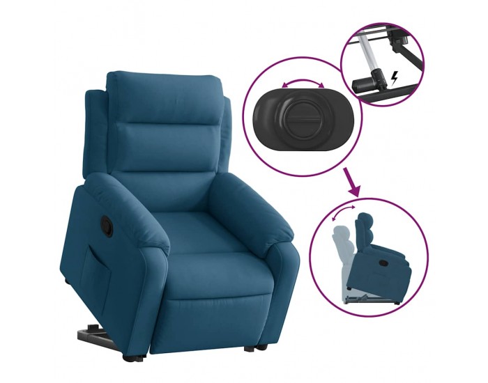 Sonata H Изправящ реклайнер стол, син, кадифе