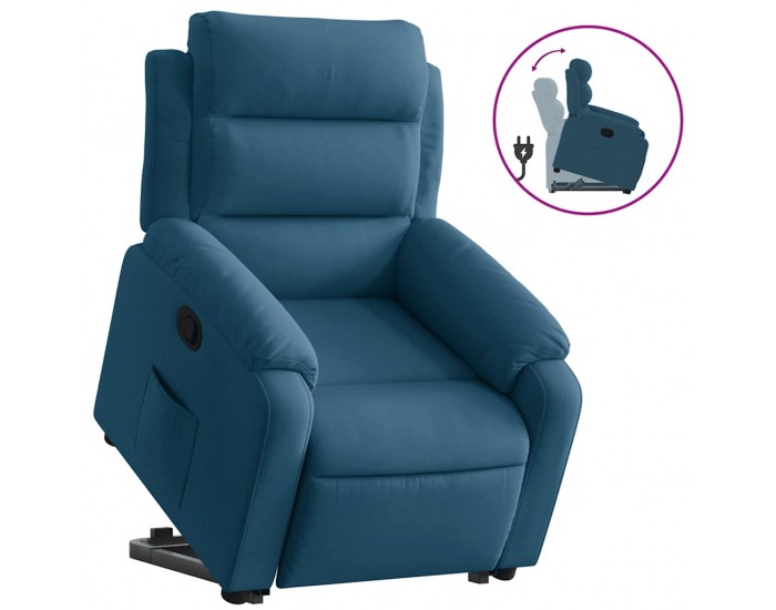 Sonata H Изправящ реклайнер стол, син, кадифе