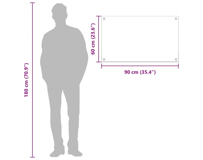 Sonata H Кухненско осветление за гръб Светлосиво 90x60x0,6 см от закалено стъкло