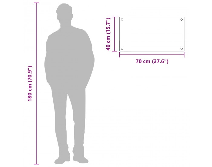 Sonata H Кухненска плочка Тъмен сив 70x40x0,6 см Закалено стъкло
