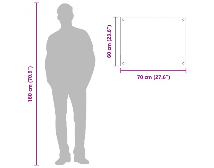 Sonata H Кухненски гръб тъмен сив 70x60x0,6 см от закалено стъкло