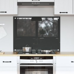 Sonata H Кухненски гръб в тъмен сив цвят - 80x60x0.6 см закалено стъкло - Кухненски аксесоари