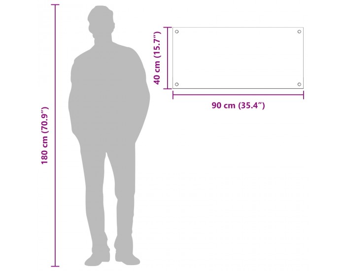 Sonata H Кухненски Тапет Тъмен Сив 90x40x0,6 см Темперирано Стъкло