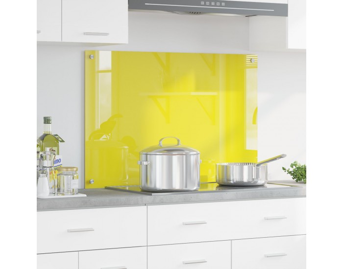 Sonata H Кухненски гръб Жълт 90x60x0,6 см Закалено стъкло