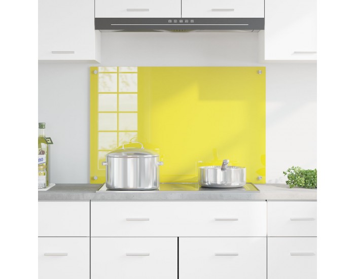 Sonata H Кухненски гръб Жълт 90x60x0,6 см Закалено стъкло