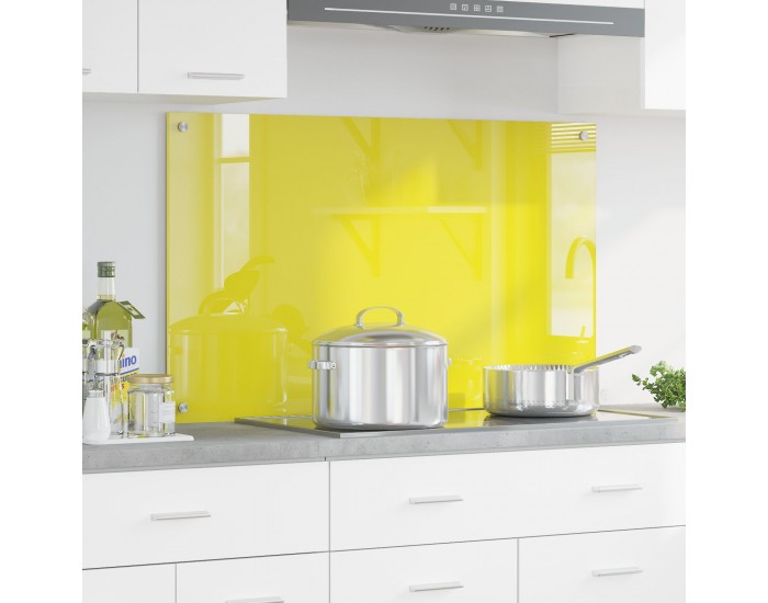 Sonata H Кухненски Защитен Панел Жълт 100x60x0,6 см Закалено Стъкло