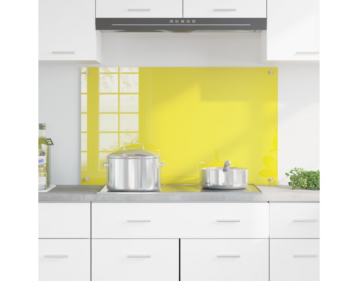 Sonata H Кухненски Защитен Панел Жълт 100x60x0,6 см Закалено Стъкло