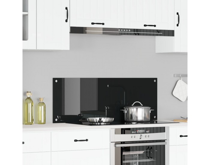 Sonata H Черен кухненски гръб 110x40x0.6 см от закалено стъкло