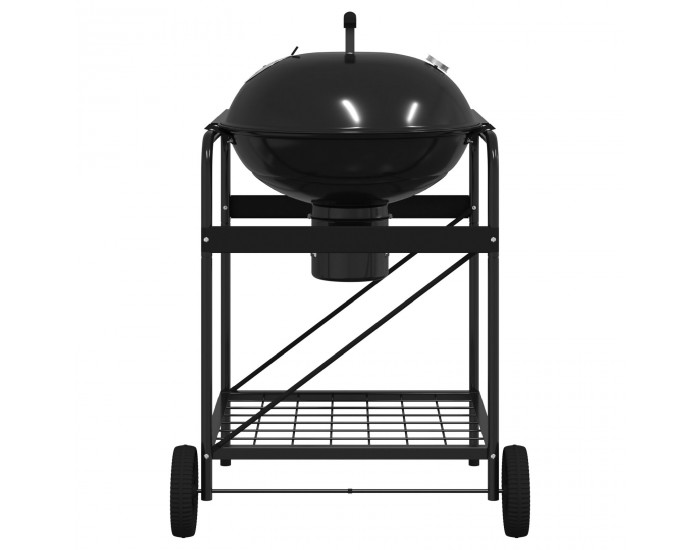 Барбекю на въглища Sonata H с количка и капак, Черно, 96x72x113 см, Метал