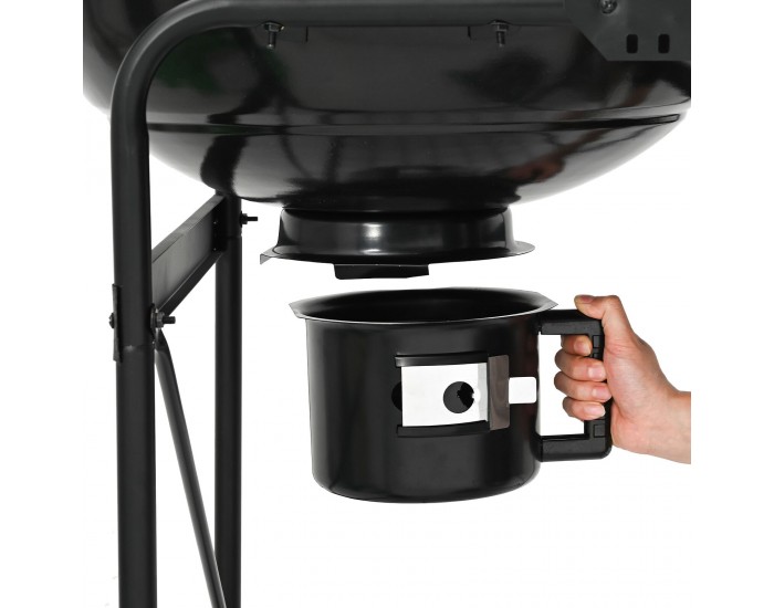 Барбекю на въглища Sonata H с количка и капак, Черно, 96x72x113 см, Метал