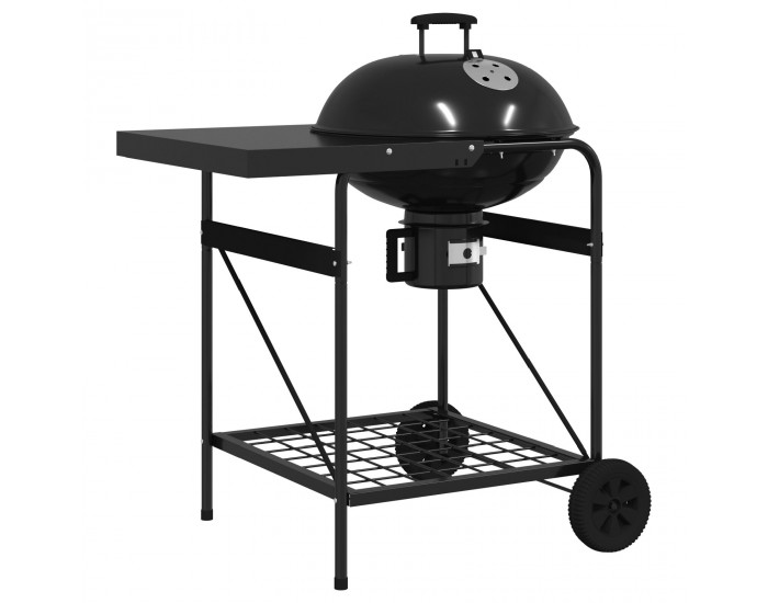 Барбекю на въглища Sonata H с количка и капак, Черно, 96x72x113 см, Метал
