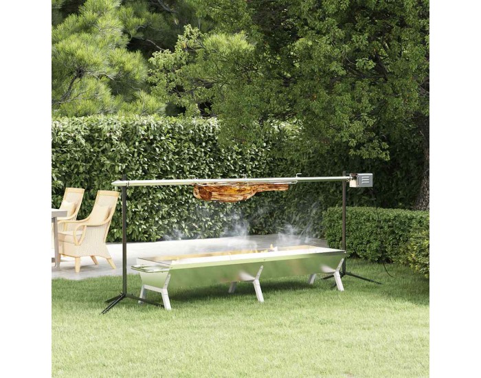 Sonata H Автоматичен шиш за барбекю комплект с тава неръждаема стомана Sonata H Автоматичен шиш за барбекю комплект с тава неръждаема стомана