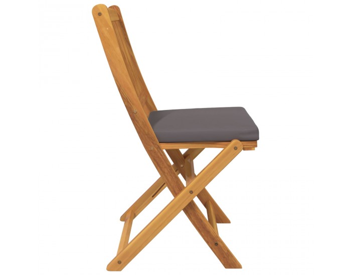Сгъваеми градински столове Sonata H с сиви възглавници 6бр. от масивна акациева дървесина