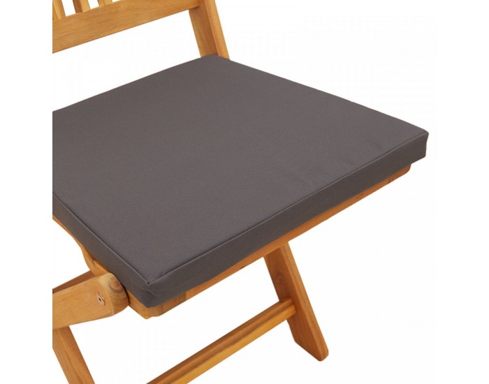 Сгъваеми градински столове Sonata H с сиви възглавници 6бр. от масивна акациева дървесина