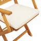 Sonata H Сгъваеми градински столове с бял cushions комплект от 6 броя от масивна акациева дървесина