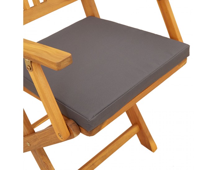 Сгъваеми градински столове Sonata H с сиви възглавници 6 броя от твърдо акациево дърво