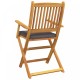 Sonata H Сгъваеми градински столове с сиви възглавници 8 броя от масивна акациева дървесина