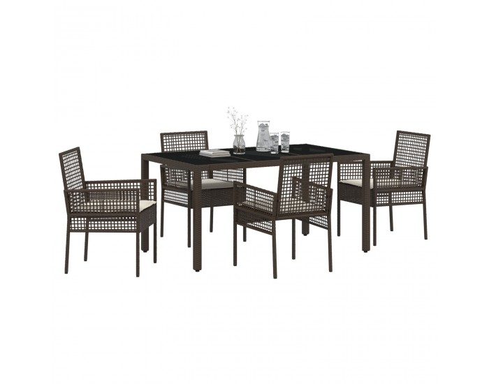 Sonata H 5 Делна градинска трапезария с възглавници Кафяво Полиратан