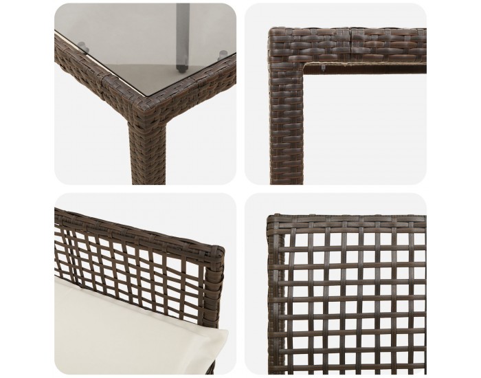 Sonata H 5 Делна градинска трапезария с възглавници Кафяво Полиратан