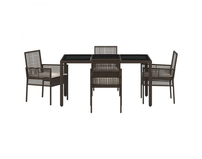 Sonata H 5 Делна градинска трапезария с възглавници Кафяво Полиратан