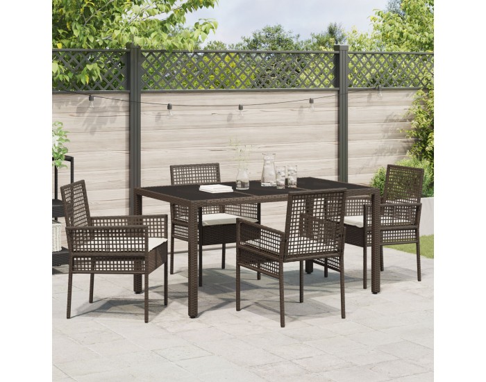 Sonata H 5 Делна градинска трапезария с възглавници Кафяво Полиратан