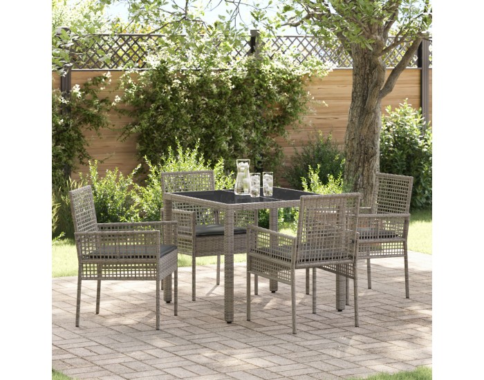 Sonata H 5 Часова Градинска Трапезария с Възглавници Сиво Поли Ратан