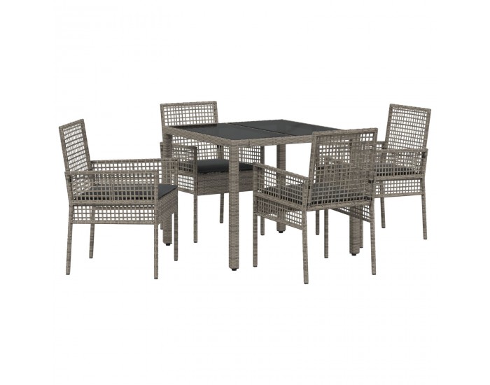 Sonata H 5 Часова Градинска Трапезария с Възглавници Сиво Поли Ратан