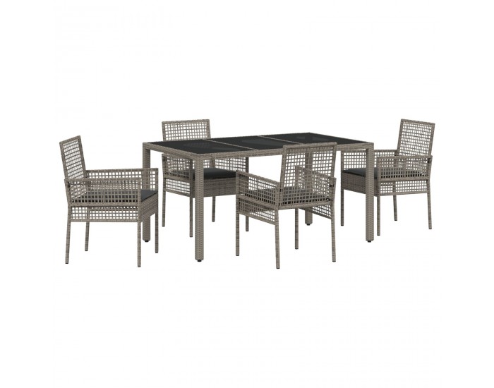 Sonata H 5 Частен Комплект За Градинско Хранене с Възглавнички Сиво Полиротан