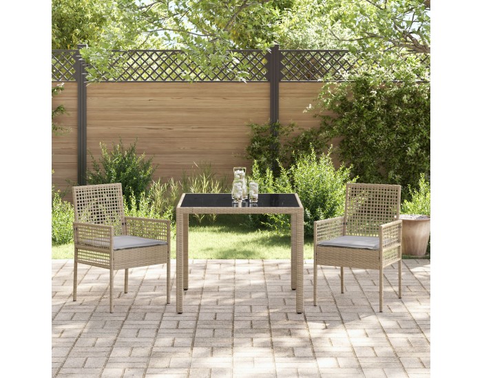 Sonata H 3-членен комплект за хранене в градината с възглавници бежов полирата