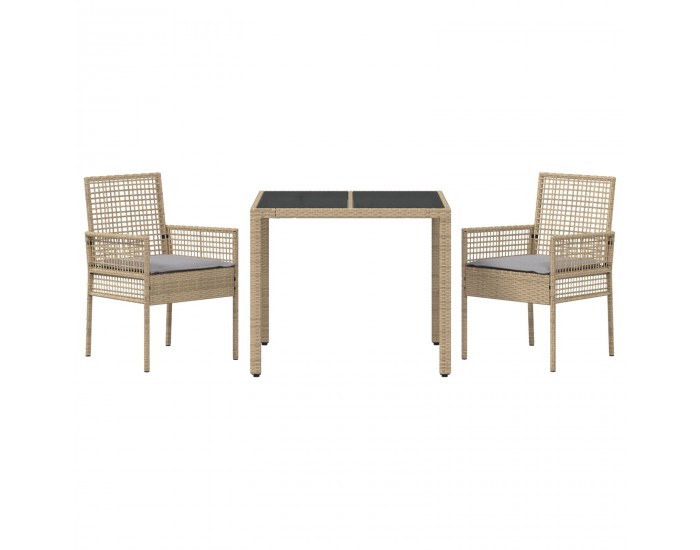 Sonata H 3-членен комплект за хранене в градината с възглавници бежов полирата