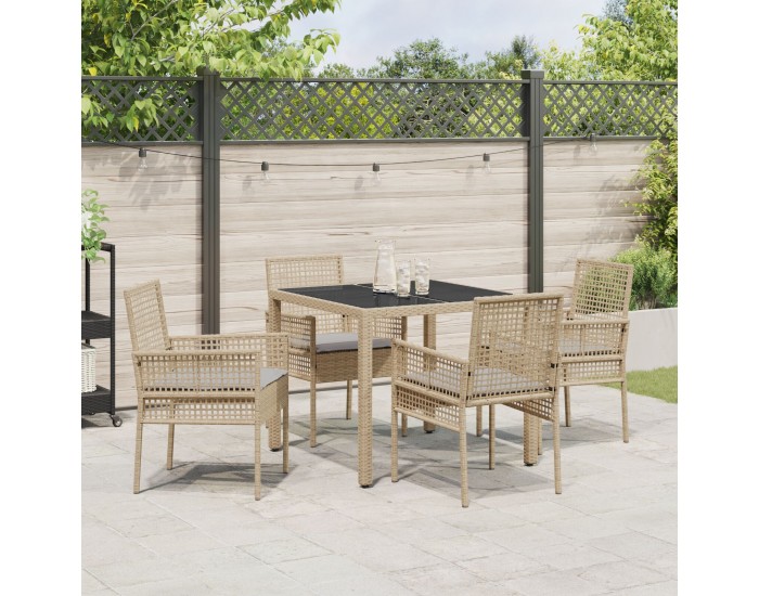 Sonata H 5 Часова Градинска Трапезария с Възглавници Бежова Полирана Плетка
