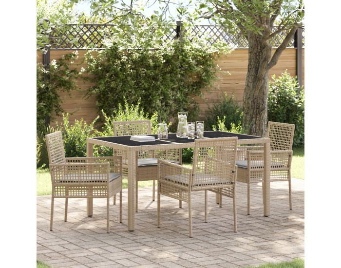 Sonata H 5 Часова Градинска Трапезария с Възглавници Бежова Полиратан