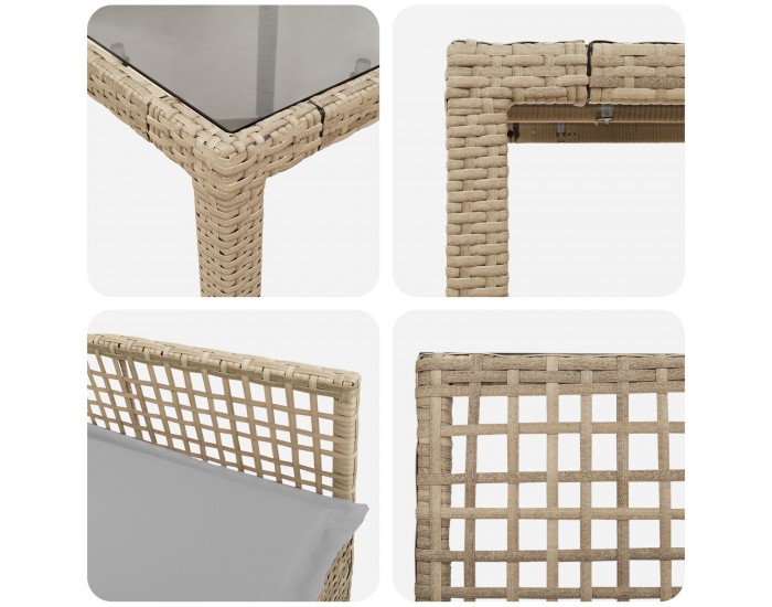 Sonata H 5 Часова Градинска Трапезария с Възглавници Бежова Полиратан