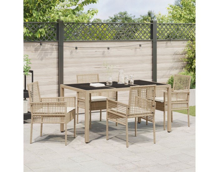 Sonata H 5 Часов комплект за хранене за градината с възглавници Бежов полиратан