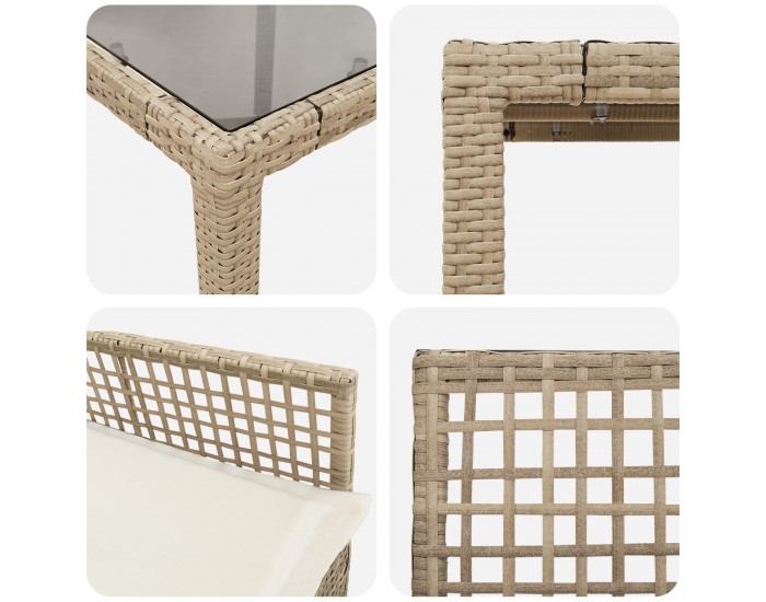 Sonata H 5 Часов комплект за хранене за градината с възглавници Бежов полиратан