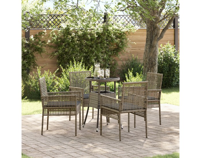 Sonata H 5 части градинска трапезария сиво полиратан