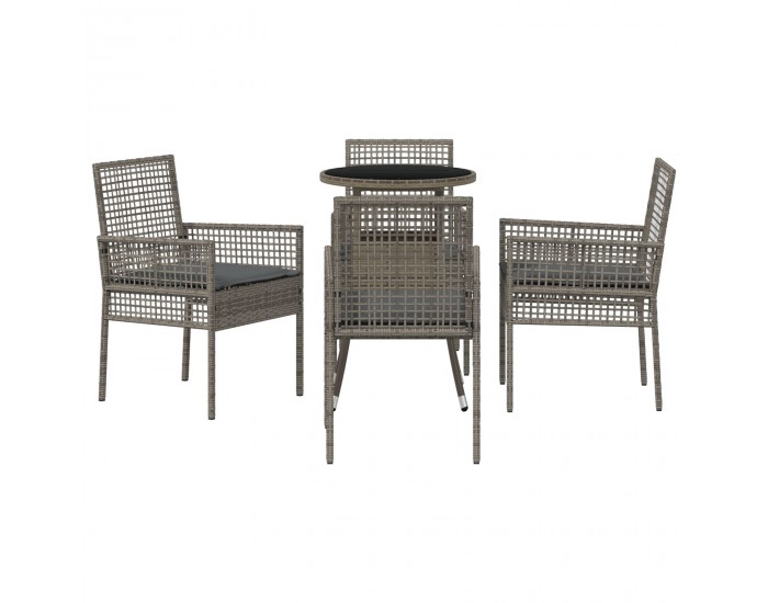 Sonata H 5 части градинска трапезария сиво полиратан