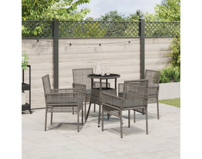 Sonata H 5 части градинска трапезария сиво полиратан