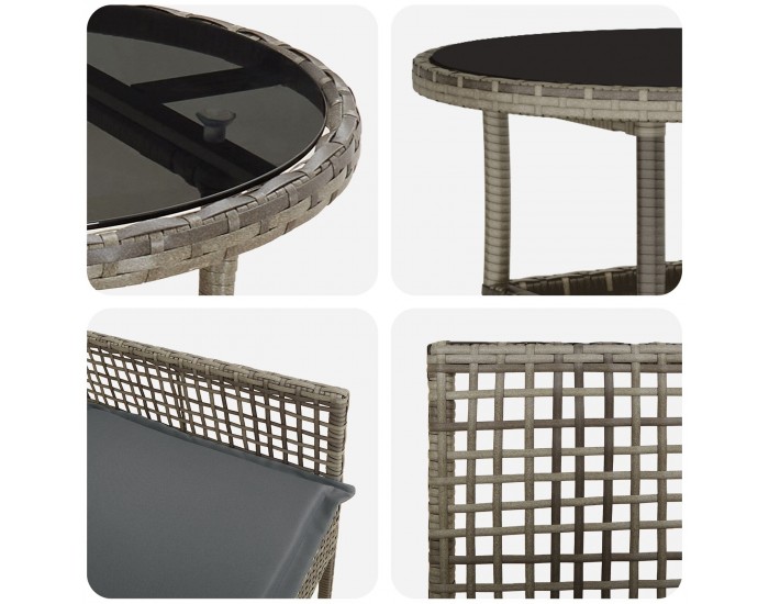 Sonata H 5 части градинска трапезария сиво полиратан