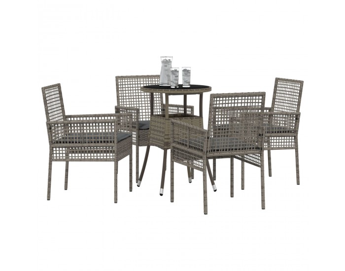 Sonata H 5 части градинска трапезария сиво полиратан