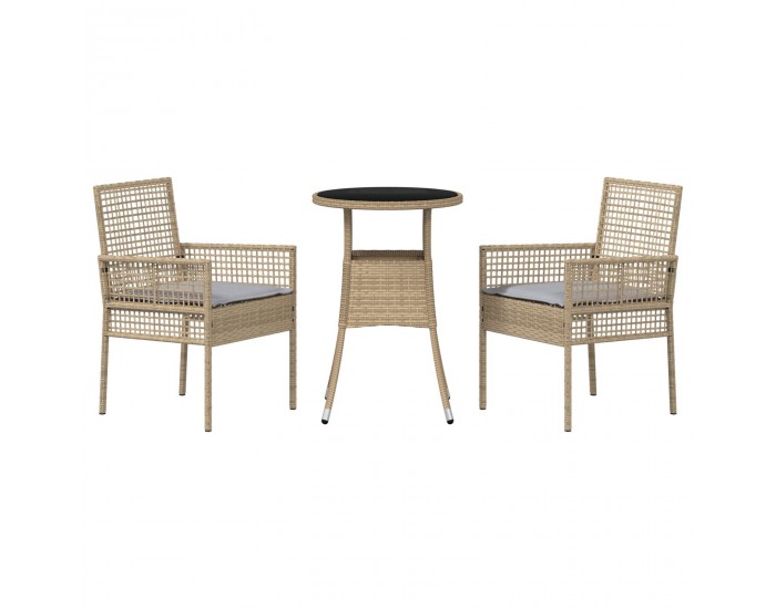 Sonata H 3 Части Градински Обяден Комплект Бежов Полиране