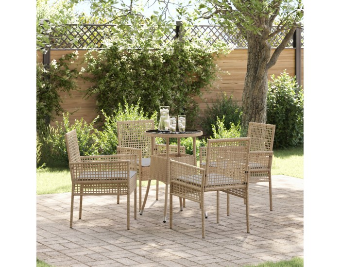 Sonata H 5 Часов Градински Трапезарен Комплект Бежов Полиратан