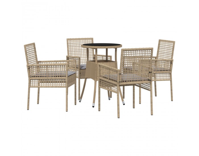 Sonata H 5 Часов Градински Трапезарен Комплект Бежов Полиратан