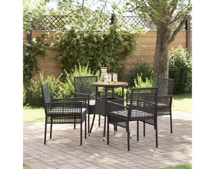 Sonata H 5 Часова Градинска Трапезна Масичка Черен Полиротан