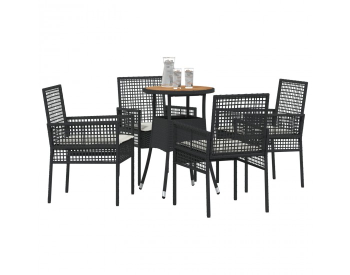 Sonata H 5 Часова Градинска Трапезна Масичка Черен Полиротан