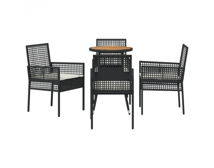 Sonata H 5 Часова Градинска Трапезна Масичка Черен Полиротан