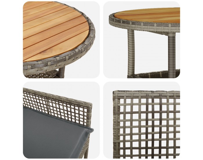 Sonata H 5 Часова Градинска Трапеза Сет Сив Полиратан